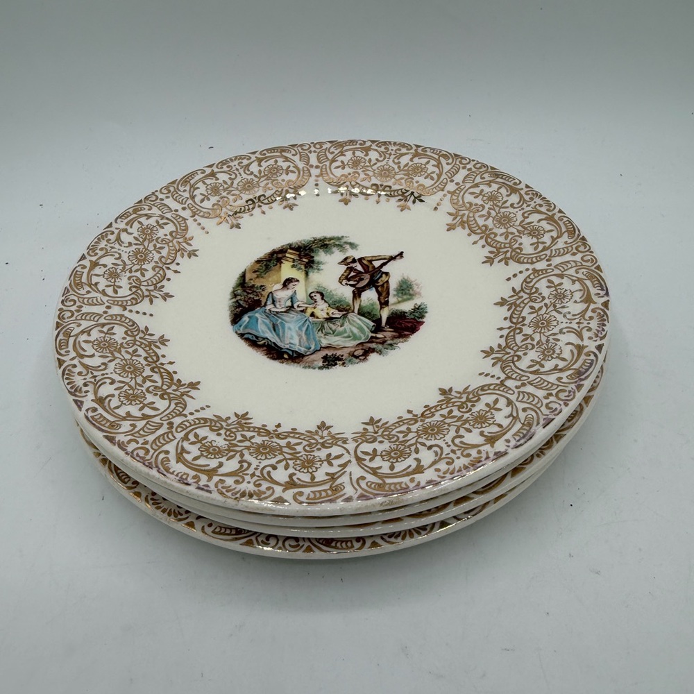 American Limoges Triumph 22 Carat Set of 4 Plates Made in USA Vintage Antique